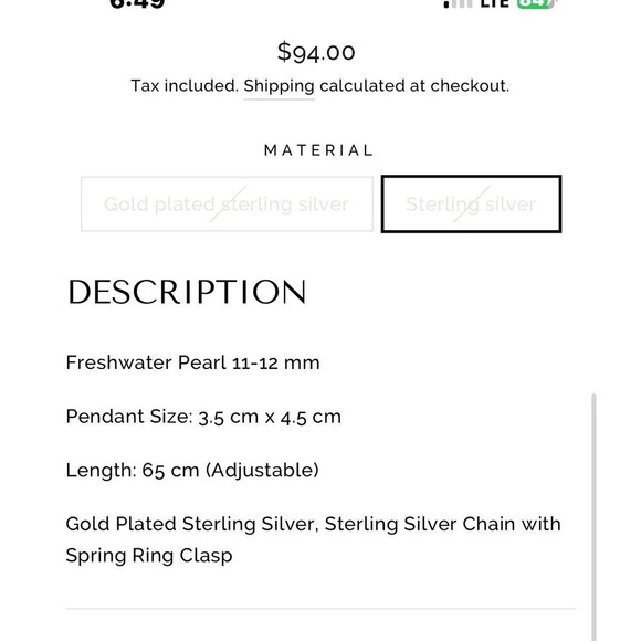 ELLY PEARL NECKLACE A/J By Angela Jewellery Of Australia - Picture 5 of 7